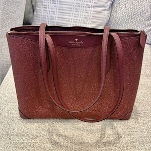 Kate Spade Burgundy Glitter Tote Bag